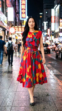 Gorgeous Vintage Retro Maie Kanto Group Tokyo Dress SZ S Made in Tokyo Japan